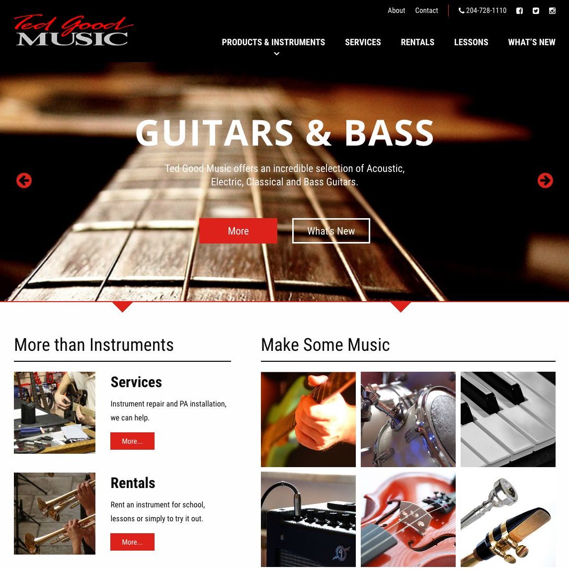 Ted Good Music, Brandon, Manitoba, Website Design